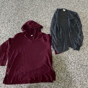 Old navy tunic hoodie and open front cardigan- both size Large